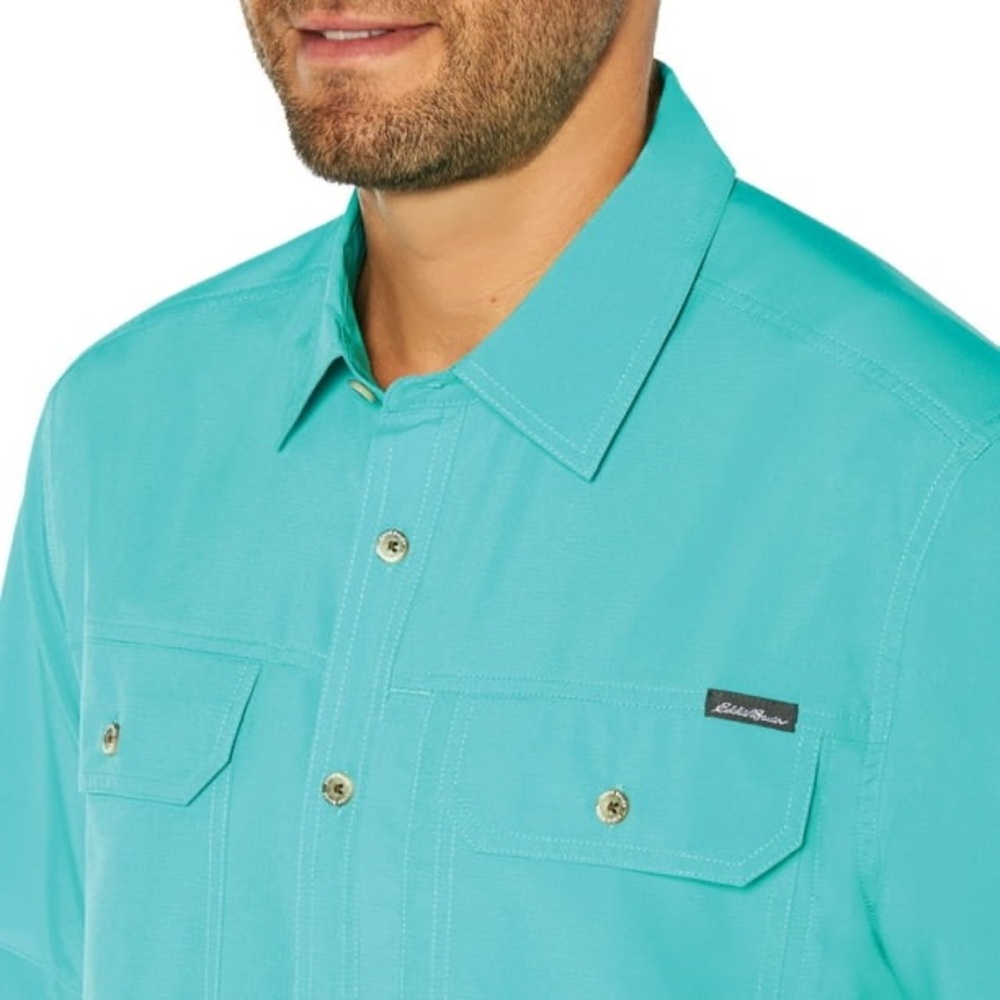Eddie Bauer Men's Teal Button Down Shirt - Picture 5 of 11